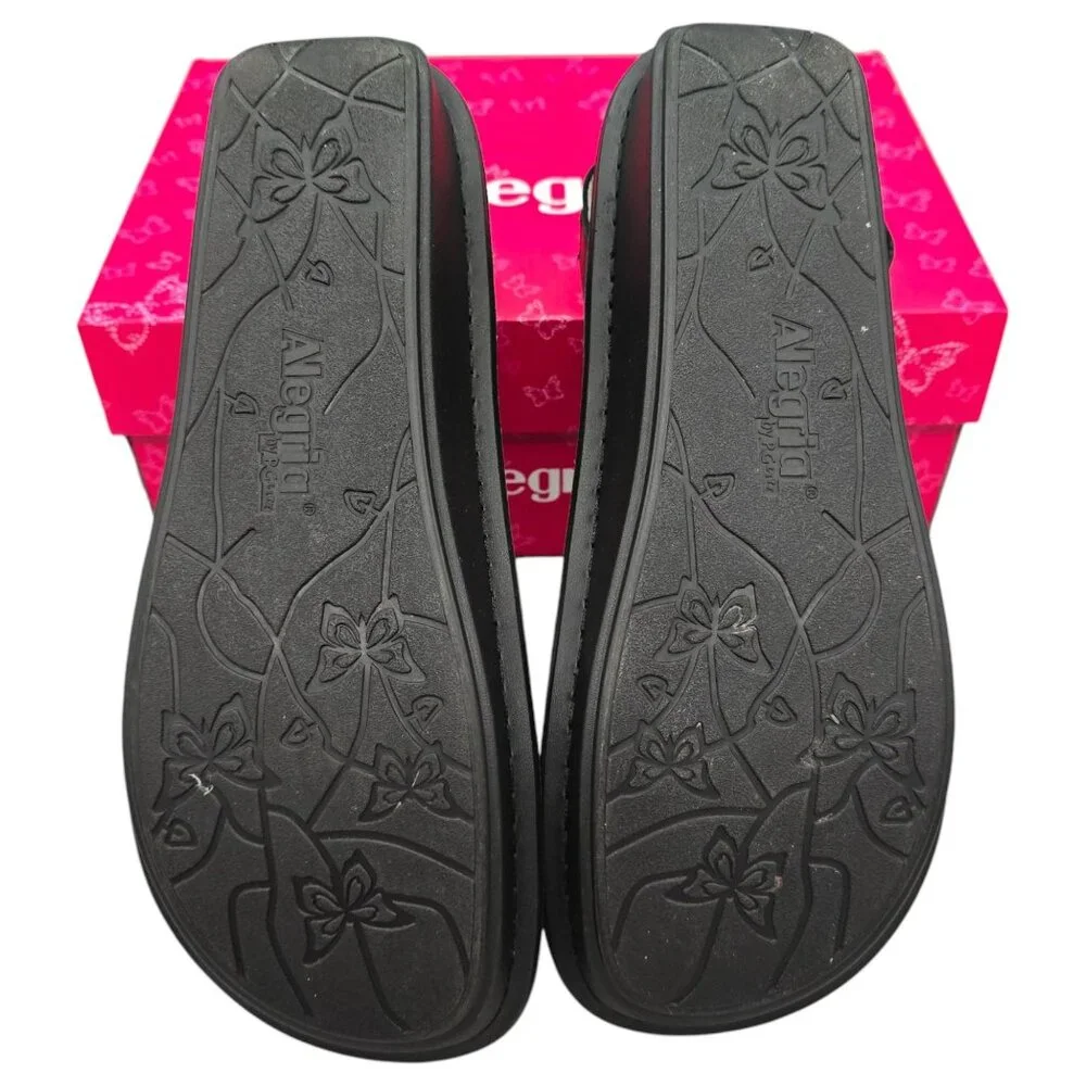 Alegria by PG Lite Sandals Womens 10.5 Wide Vienna Ankle Strap Black Leather - Picture 6 of 15